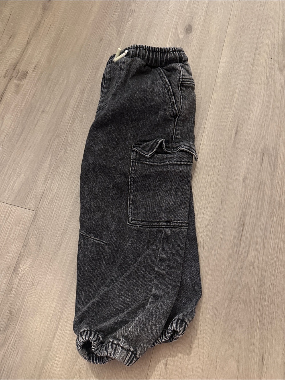 Zara Kids Black Elastic-Cuff Cargo Jeans